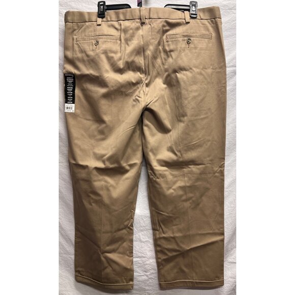 George Mens Classic Fit Adjustable Waist Pleated Pants 42x30 Mocha Chip - Picture 2 of 6
